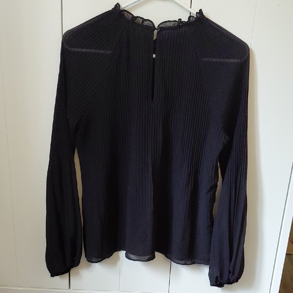 Joe Fresh Black Ruffled Mandarin Collar Blouse - Picture 4 of 6